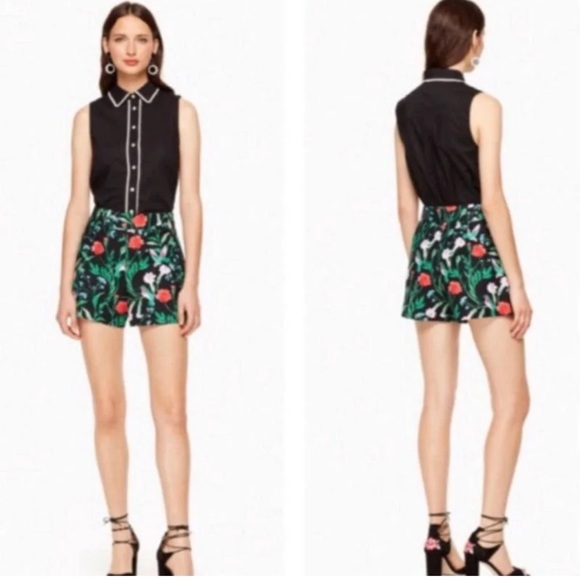 NEW! KATE SPADE ♠️ Size 4 JARDIN TILE JACQUARD Shorts Scenic Route - Picture 3 of 10